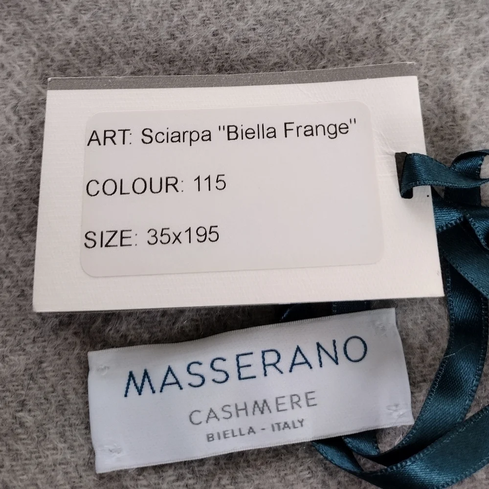 NWT Masserano Cashmere Sciarpa Biella Frange Scarf